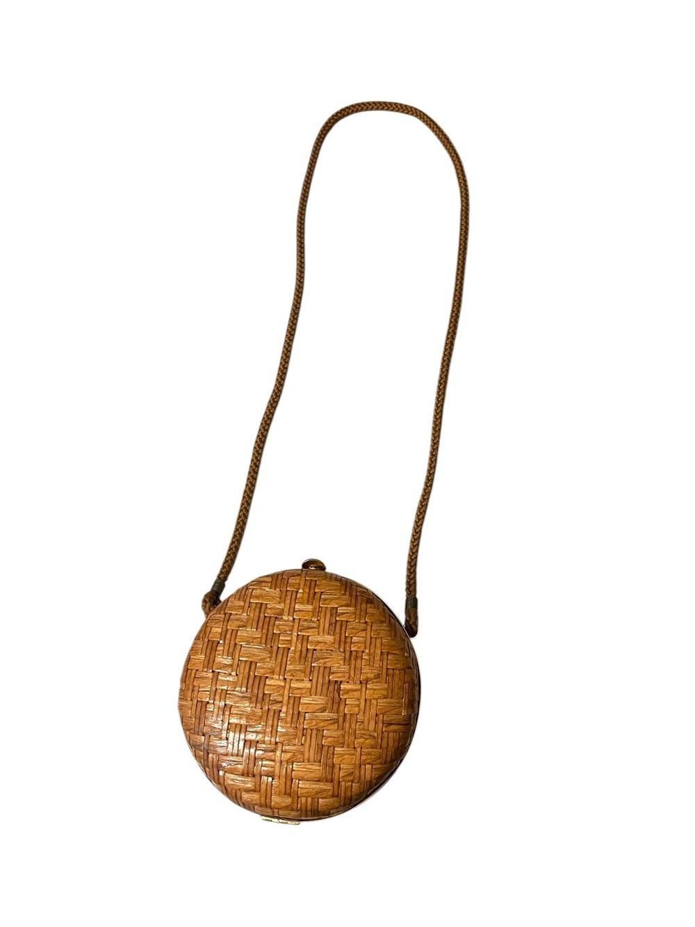 Made in Italy Woven Round Crossbody Bag - Tan